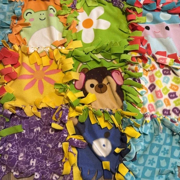 Squishmallows Colorful Hand tied Patchwork Blanket - Picture 3 of 5
